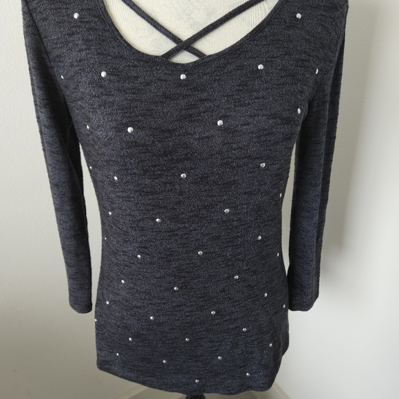 🎉 juicy couture gray studded long sleeves lightweight top size SX 🎉 - Picture 3 of 7